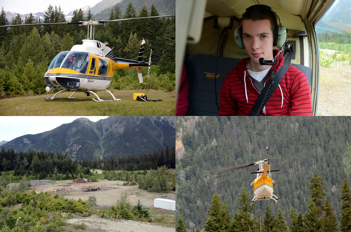 03 Peter Ryan In Helicopter Taking Off For Mount Robson Pass